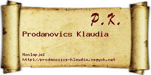 Prodanovics Klaudia névjegykártya